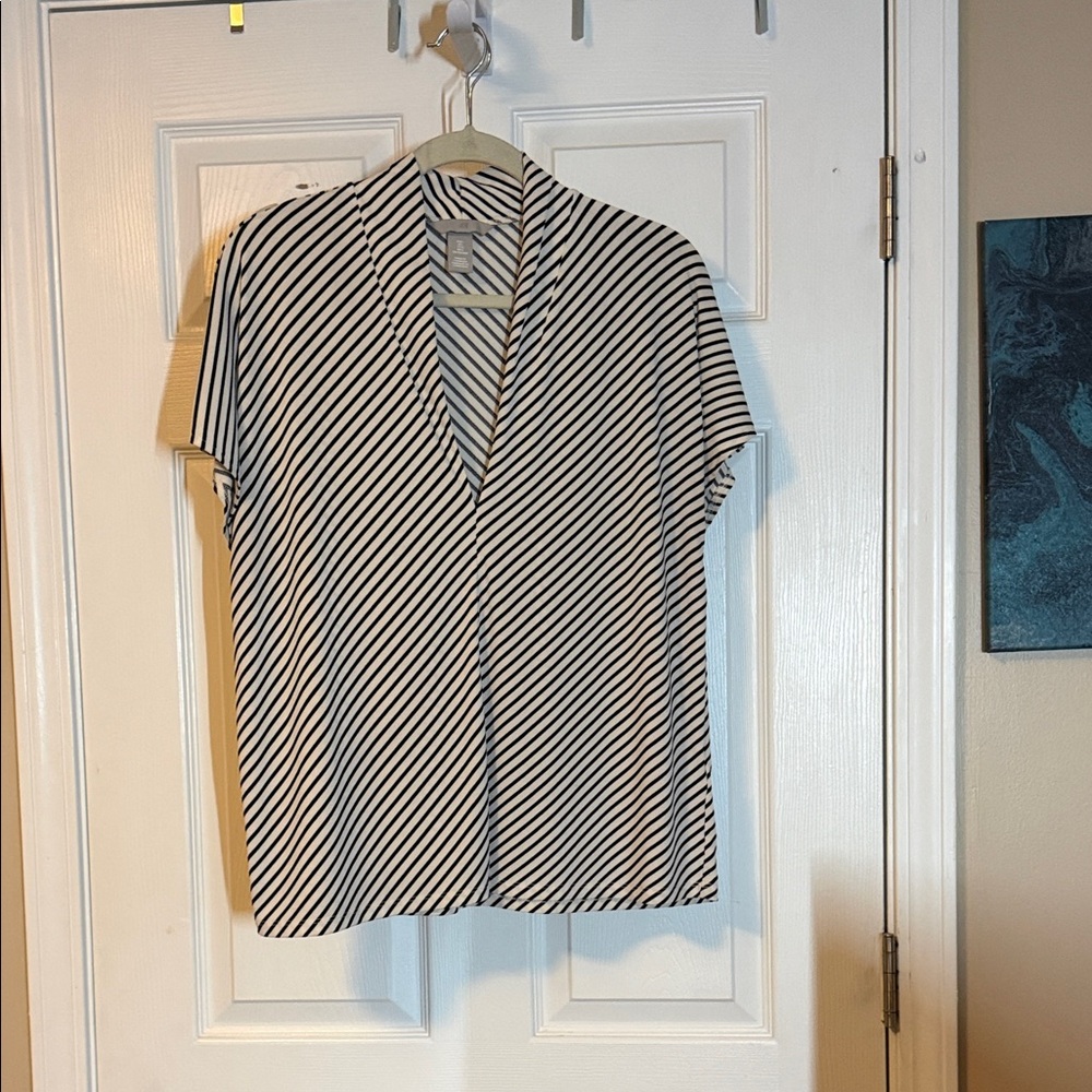 H&M Black and White Striped Blouse